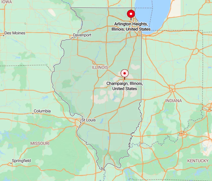 Map of Arlington Heights, Illinois, United States