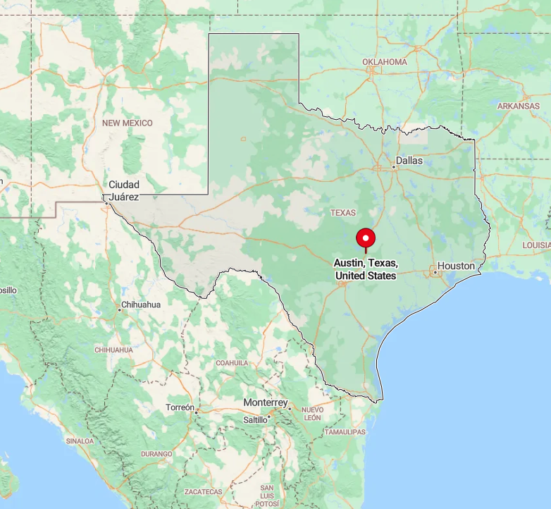 map of Austin, Texas, United States