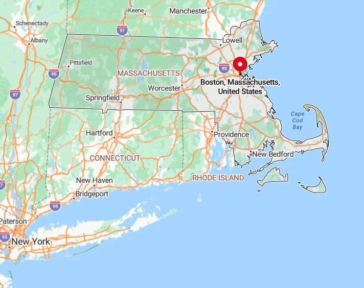 map of Boston, Massachusetts, United States