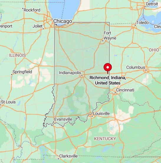 Map of Richmond, Indiana, United States