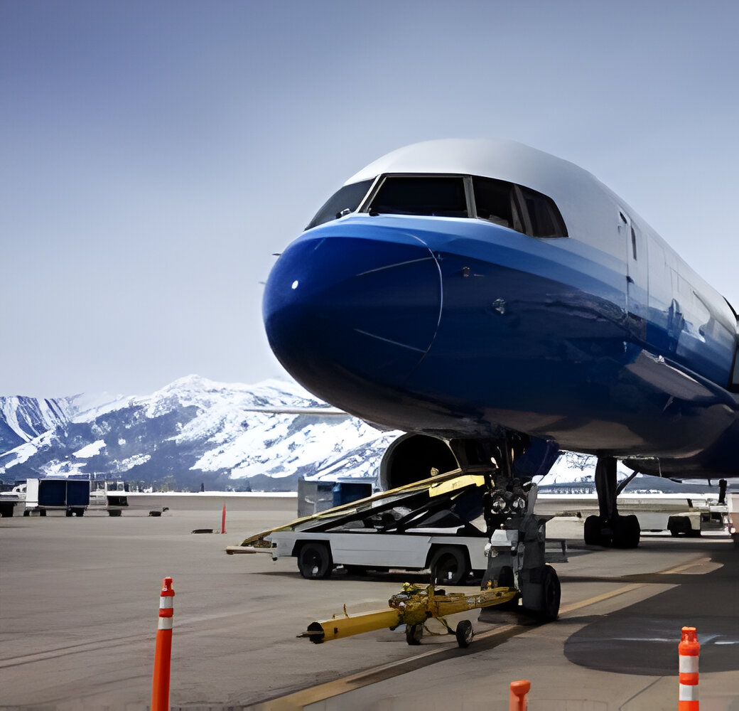 Jackson Hole airport is located at the foot of the tetons.