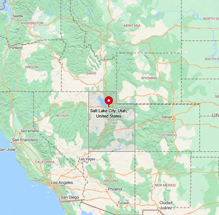 Map of Salt Lake City, Utah, United States