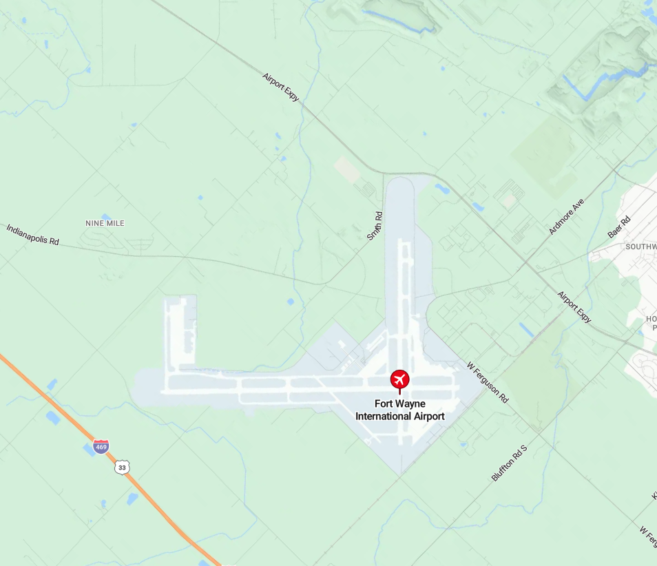 Map of Fort Wayne International Airport